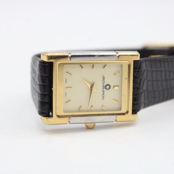 J.B Champion Watch Womens Gold Tone Stainless Steel Classic Black Leather Band - Picture 6 of 8